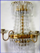 Kristalli p�yt�valaisin,kristallit ovat briljanttilaatua, 6 haarainen, k. n. 83cm, l. n. 50cm,(myyty) 